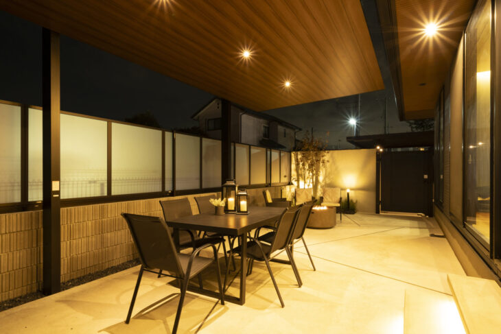 施工後 お庭のライトアップ