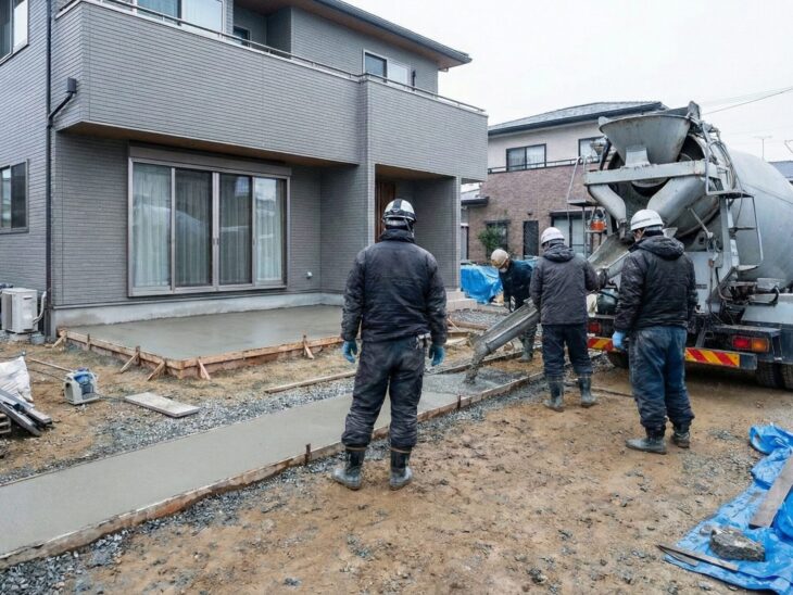 外構工事 冬メリット コンクリート工事