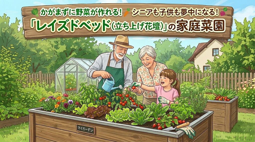 かがまずに野菜が作れる！シニアも子供も夢中になる「レイズドベッド（立ち上げ花壇）」の家庭菜園 アイチャッチ
